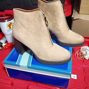White Mountain Beige Heeled Boots